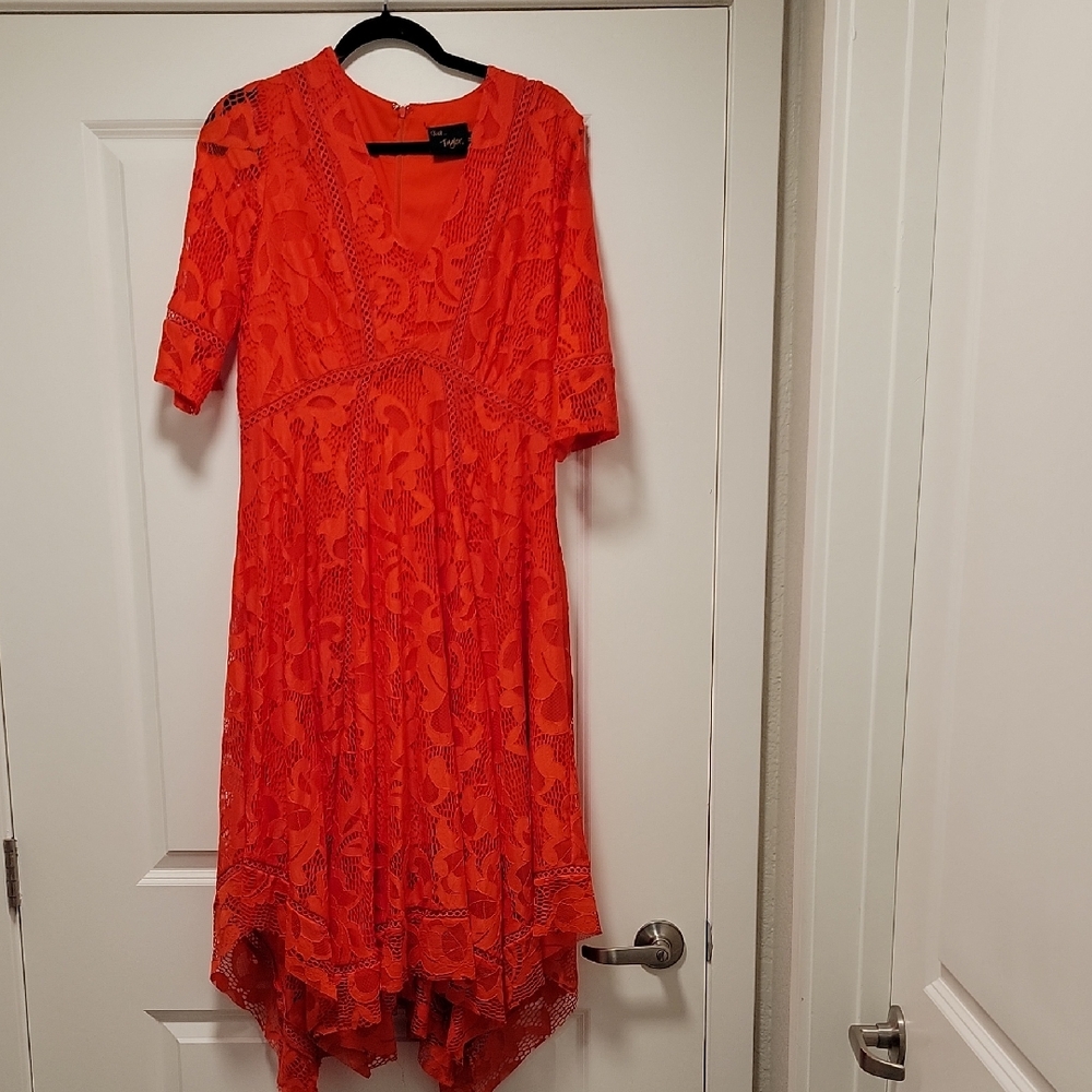 Just Taylor Vibrant  Lace High Low Dress